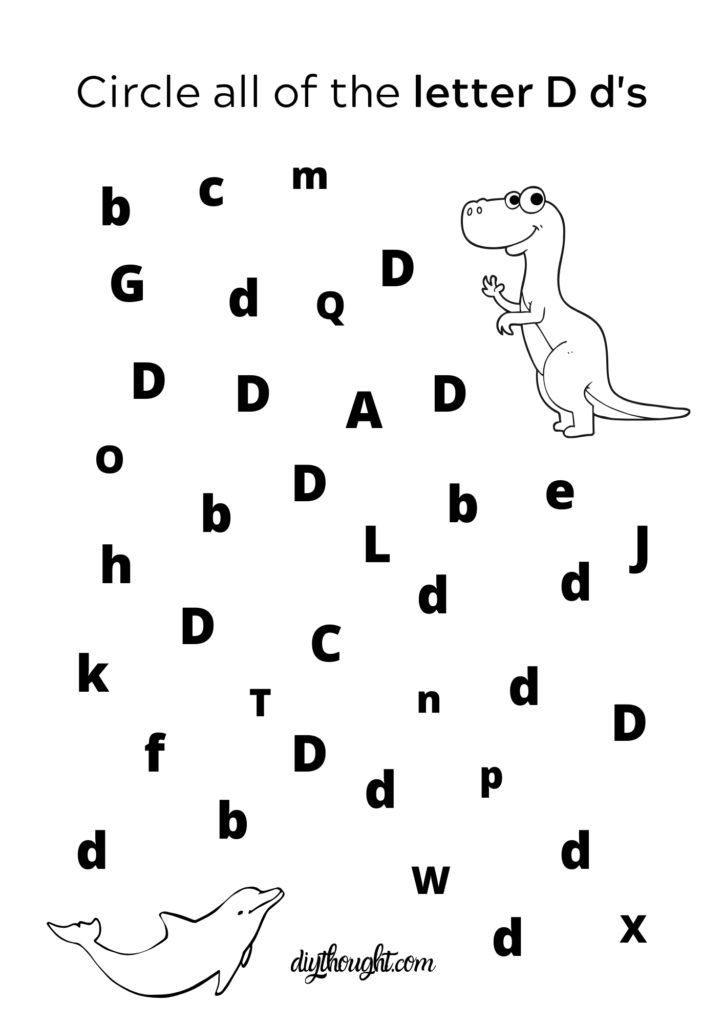 color all of the letter d's