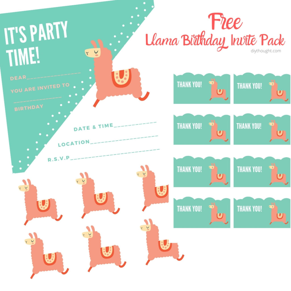 llama invite printable pack