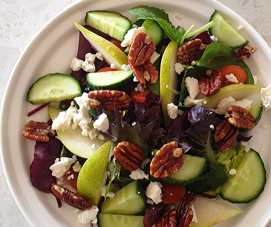 pecan and pear salad with feta