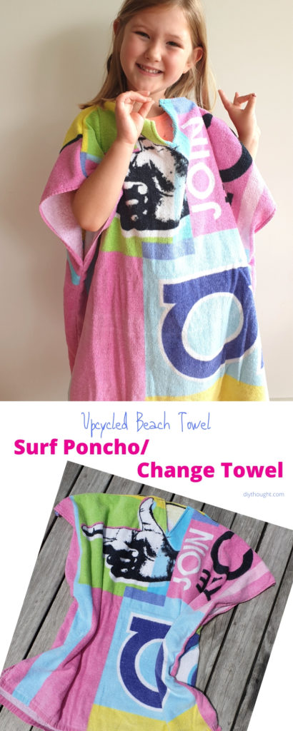 Upcycled beach towel to surf poncho