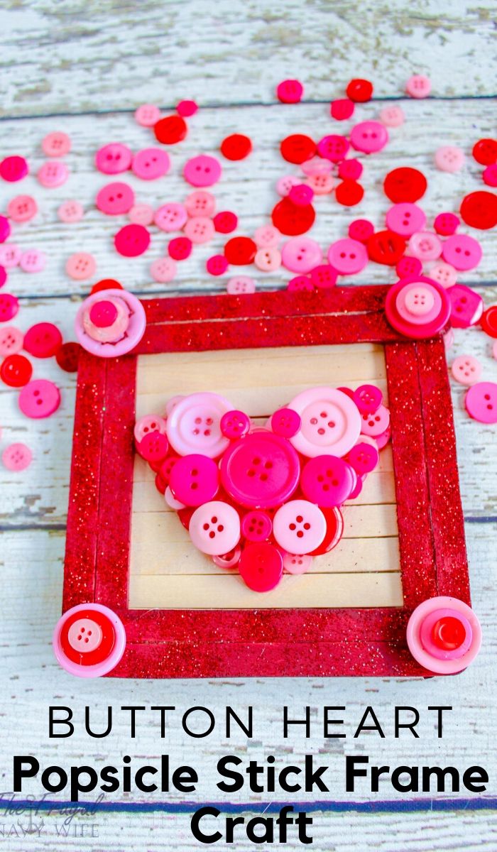 button heart craft stick frame