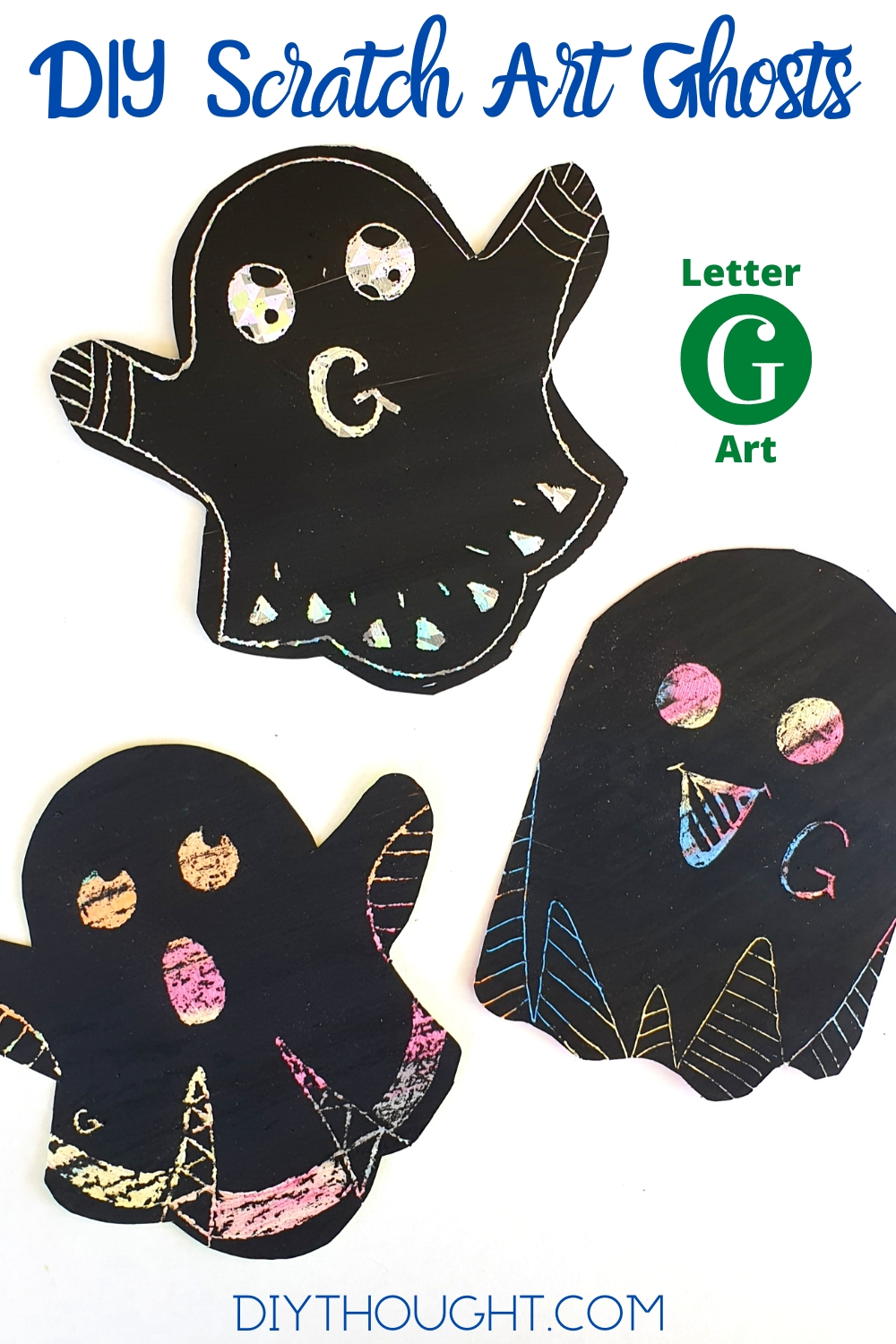 Letter G DIY scratch art ghost
