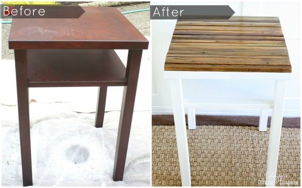 distressed wood table upcycle