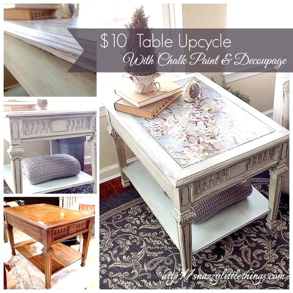 chalk paint and decoupage table upcycle
