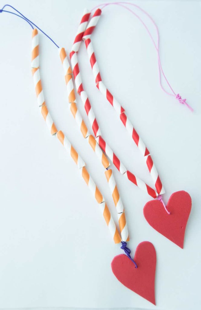 easy kids necklace heart craft
