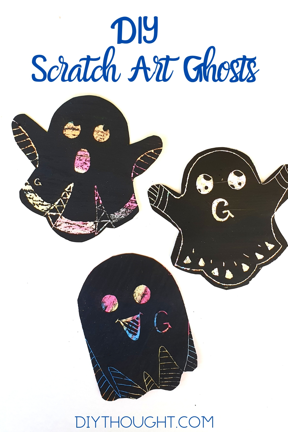 DIY scratch art ghosts