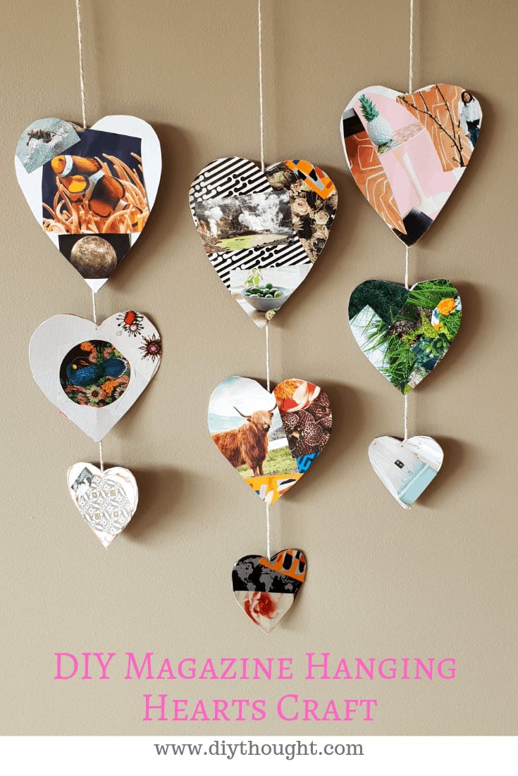 magazine heart mobile craft