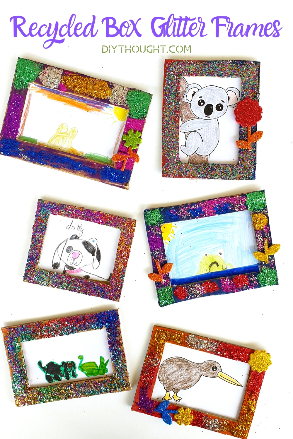 recycled box glitter frames