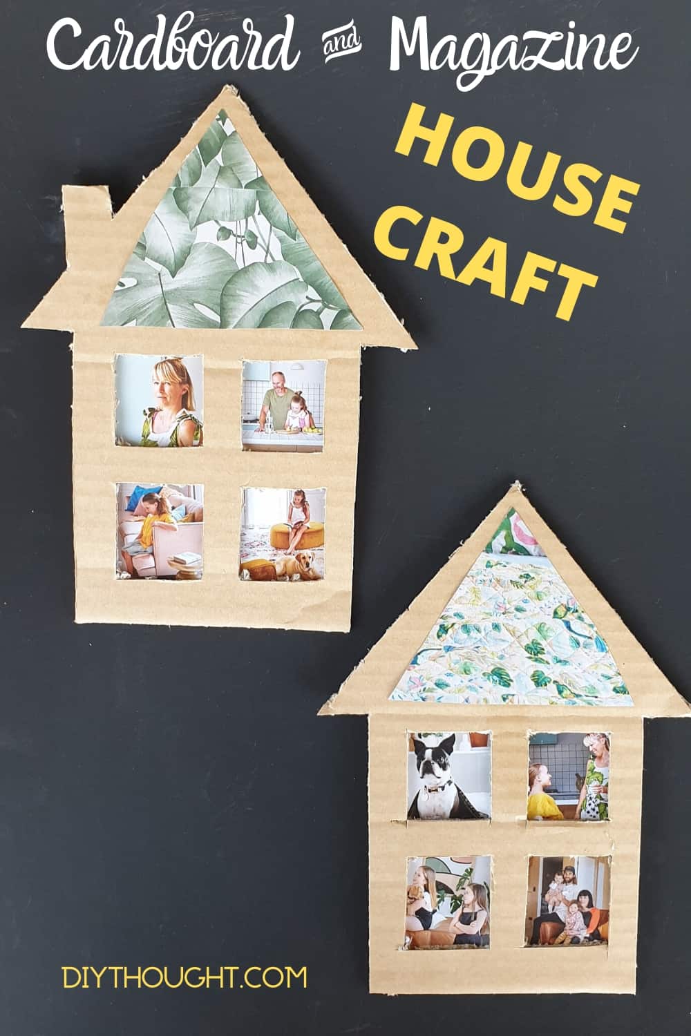 Cardboard box and magazine house craft