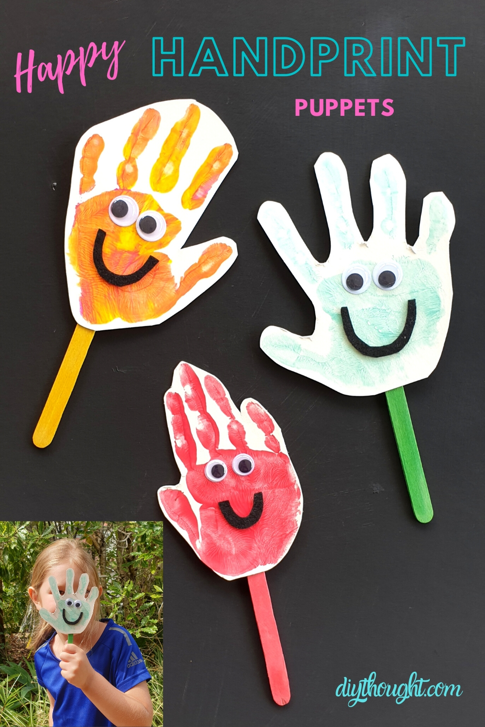 DIY happy handprint puppets