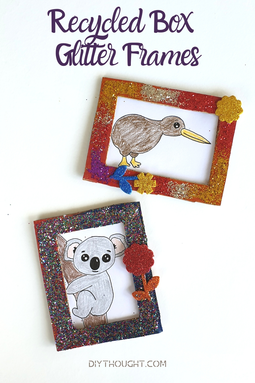 recycled box glitter frames