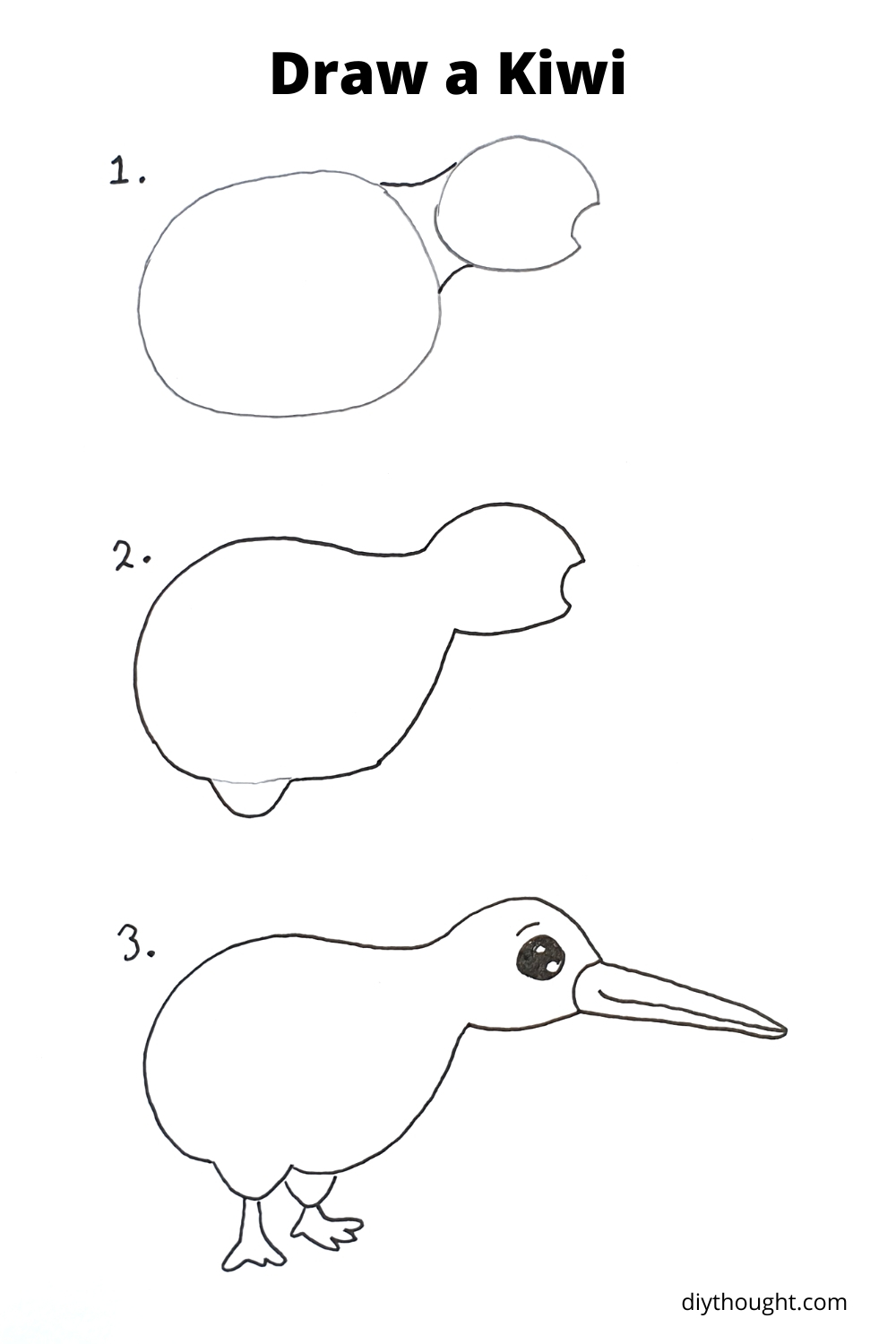 how to draw a kiwi bird