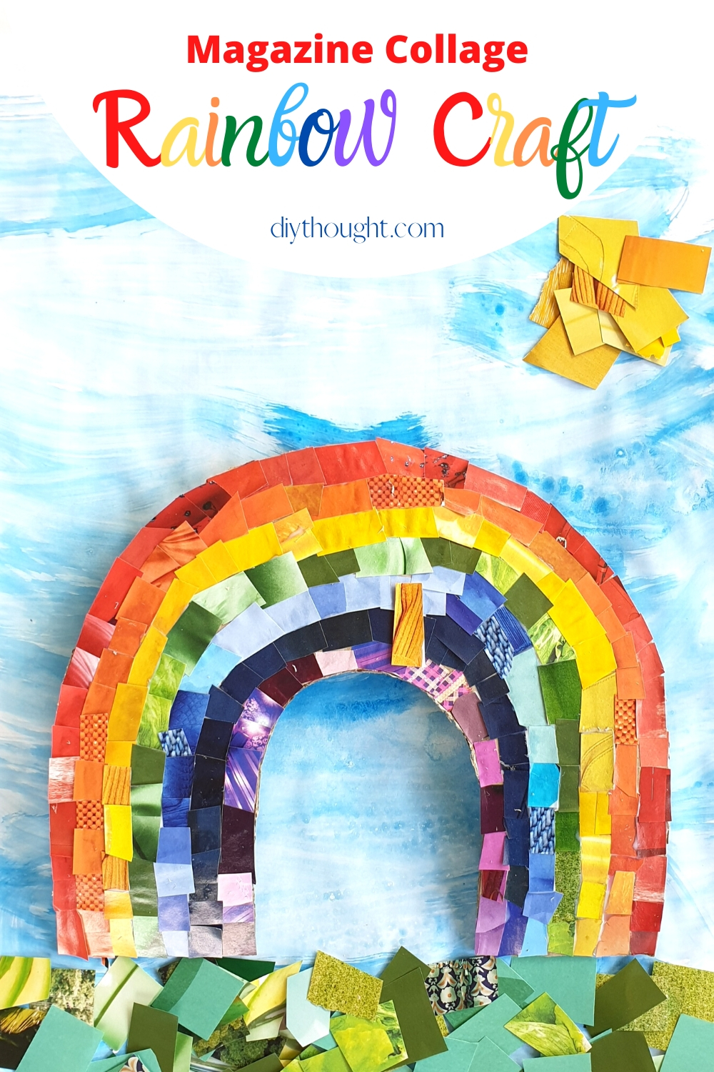 DIY rainbow collage from magazine clippings