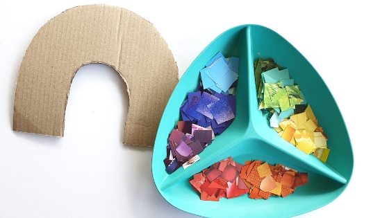 Rainbow collage supplies