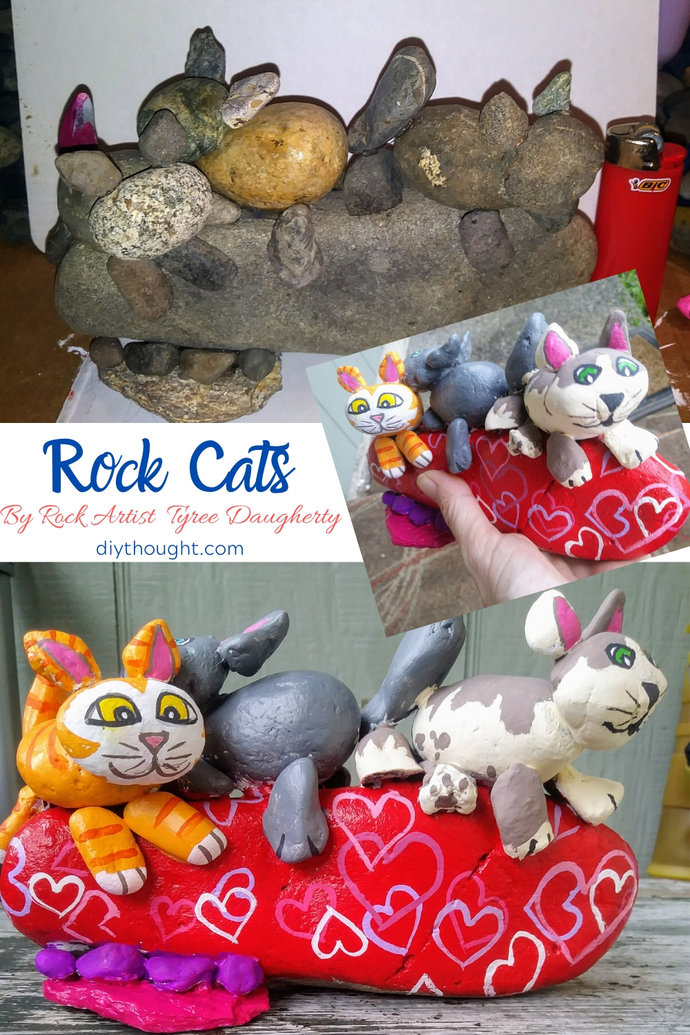 painted rocks cats