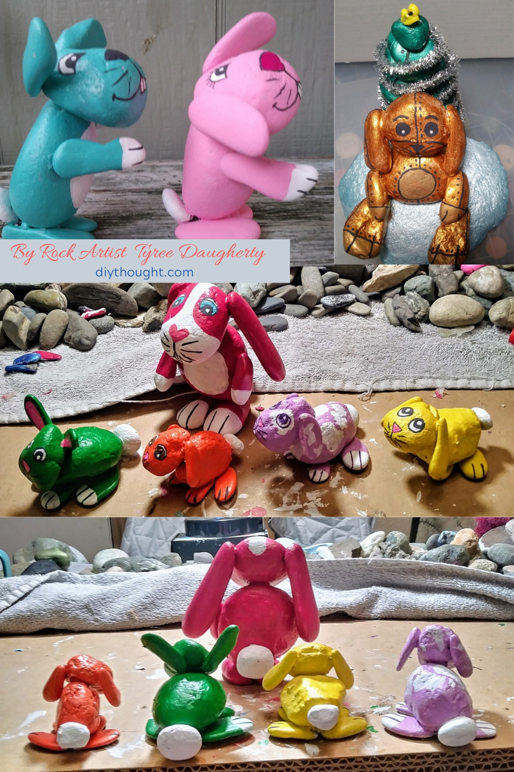 painted rock rabbits