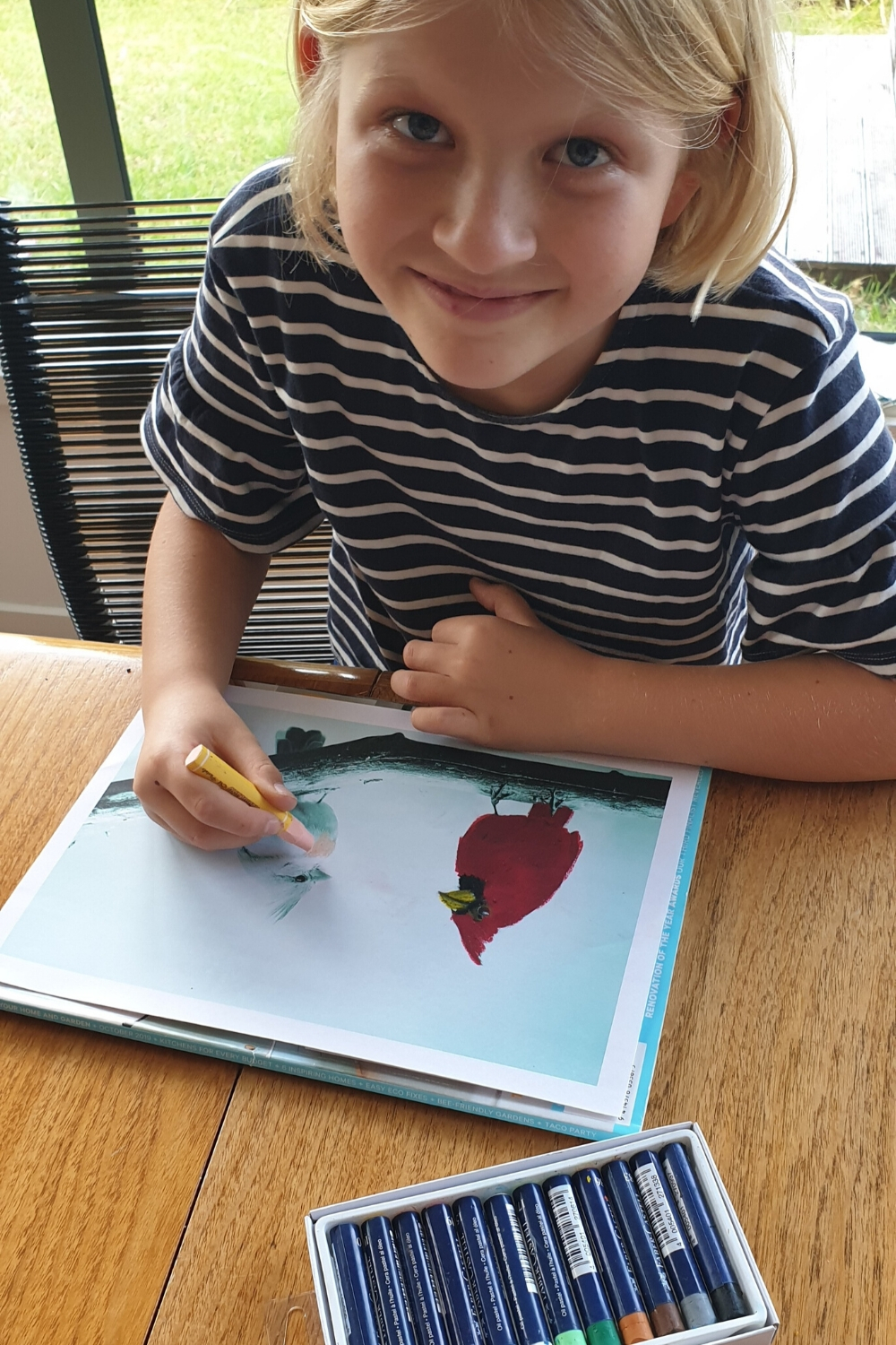 pastel bird art in progress