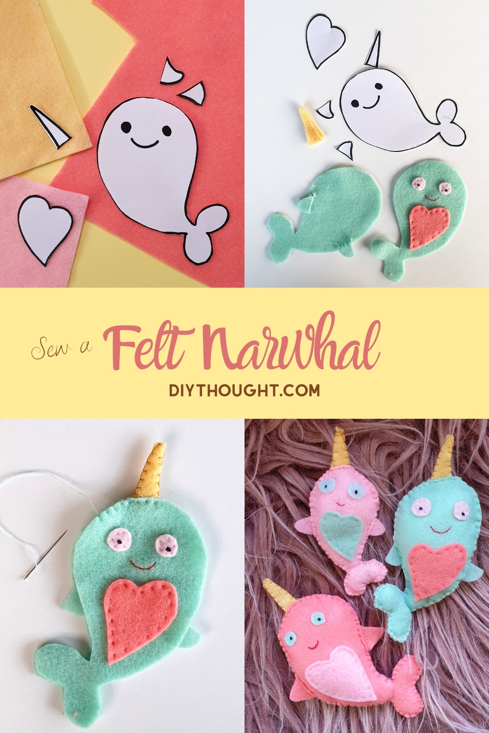 Sew a felt narwhal