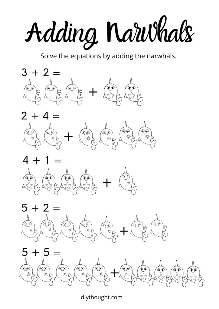adding narwhals math worksheet