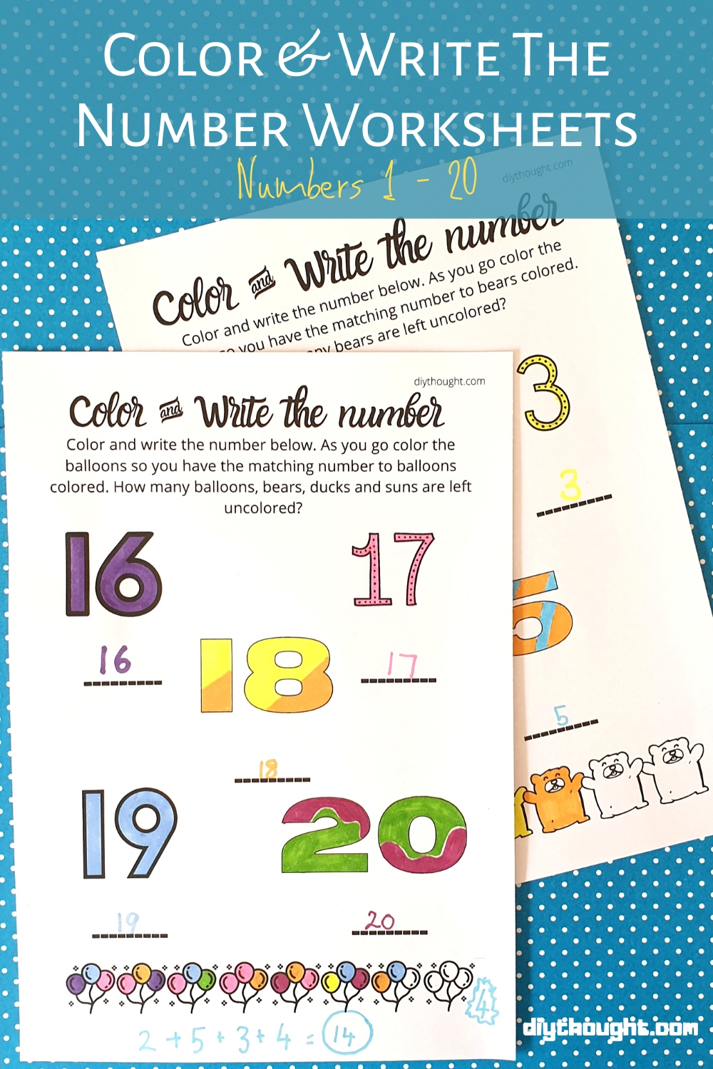 numbers to 20 worksheets