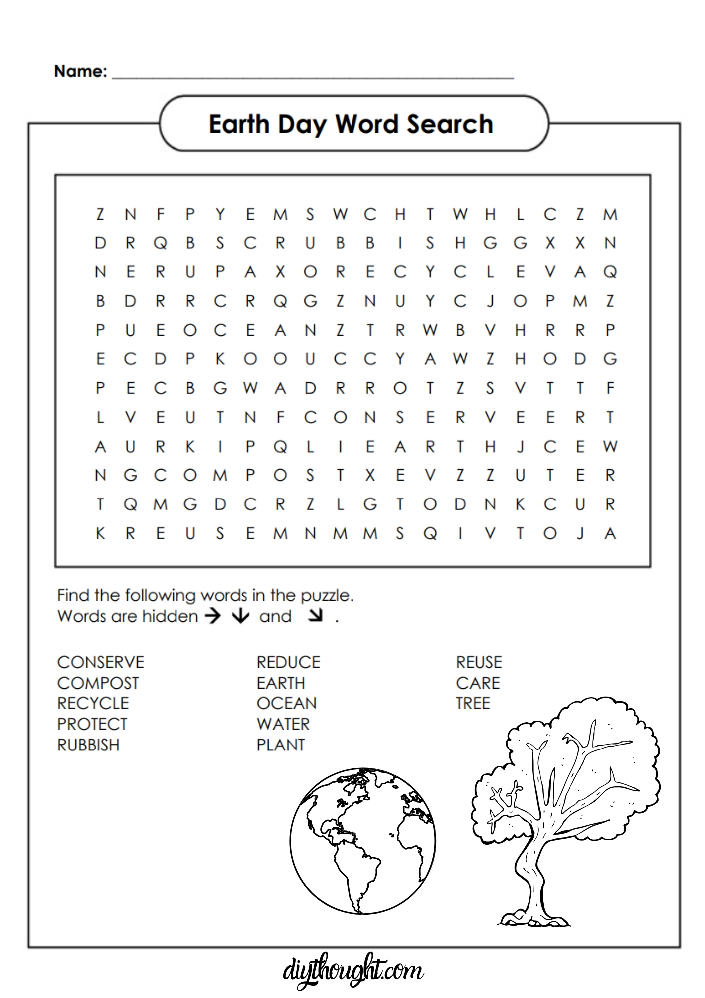 earth day word search