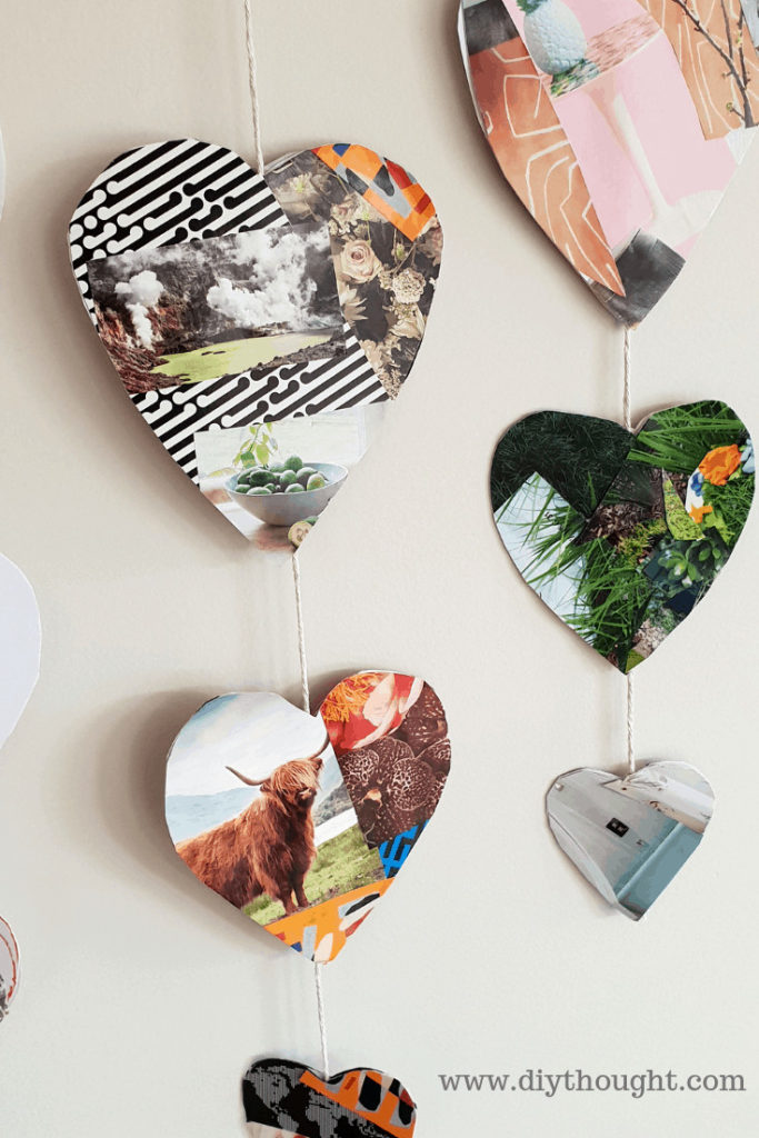 magazine hanging heart craft