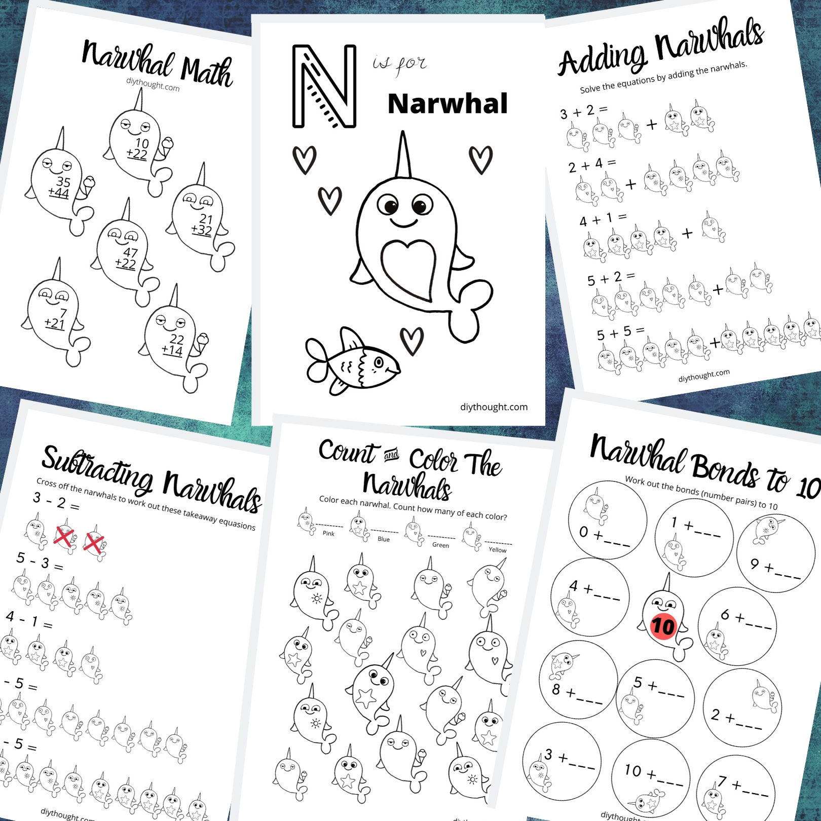 narwhal color math worksheets diy thought