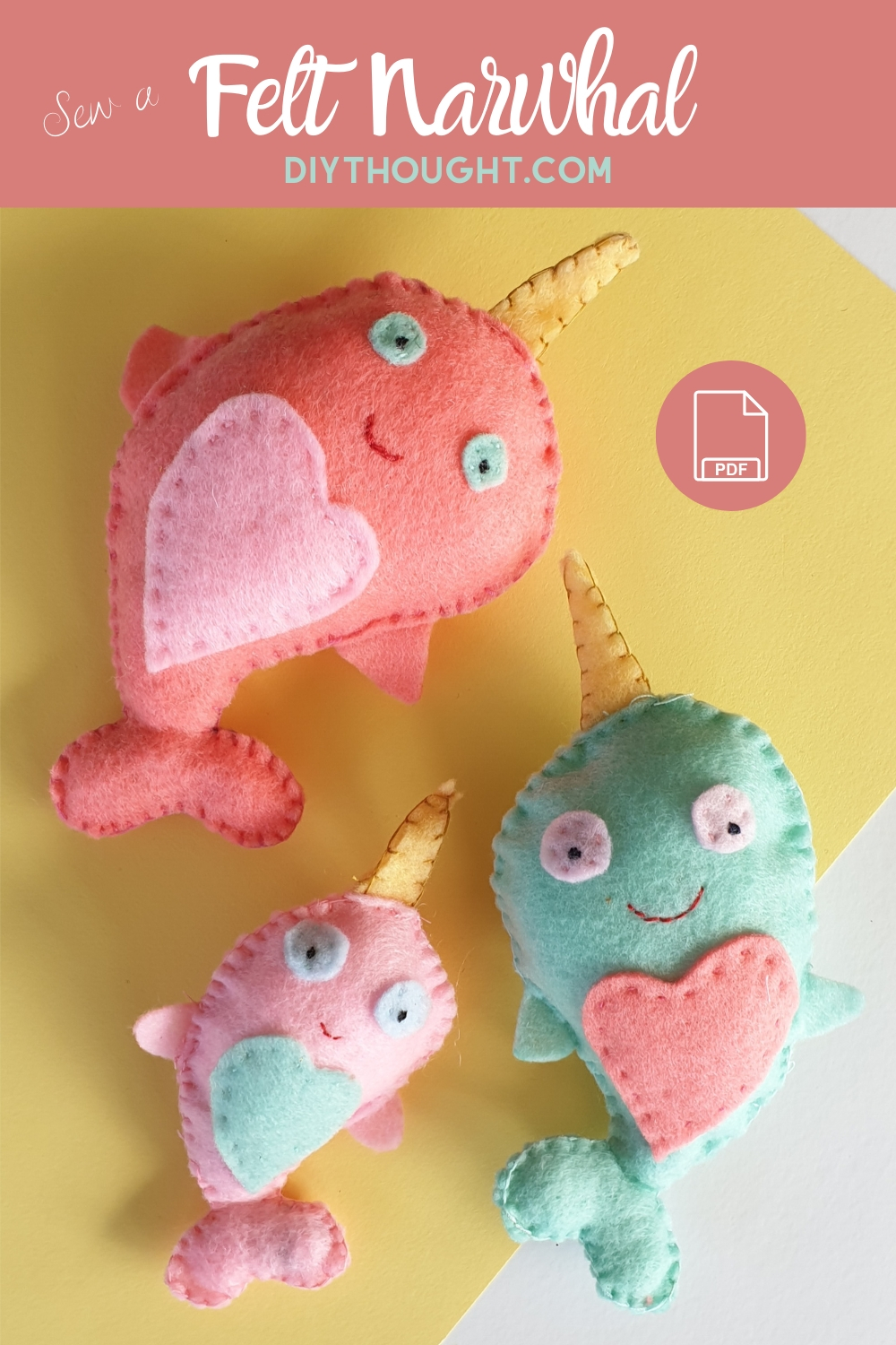 DIY felt narwhal with PDF