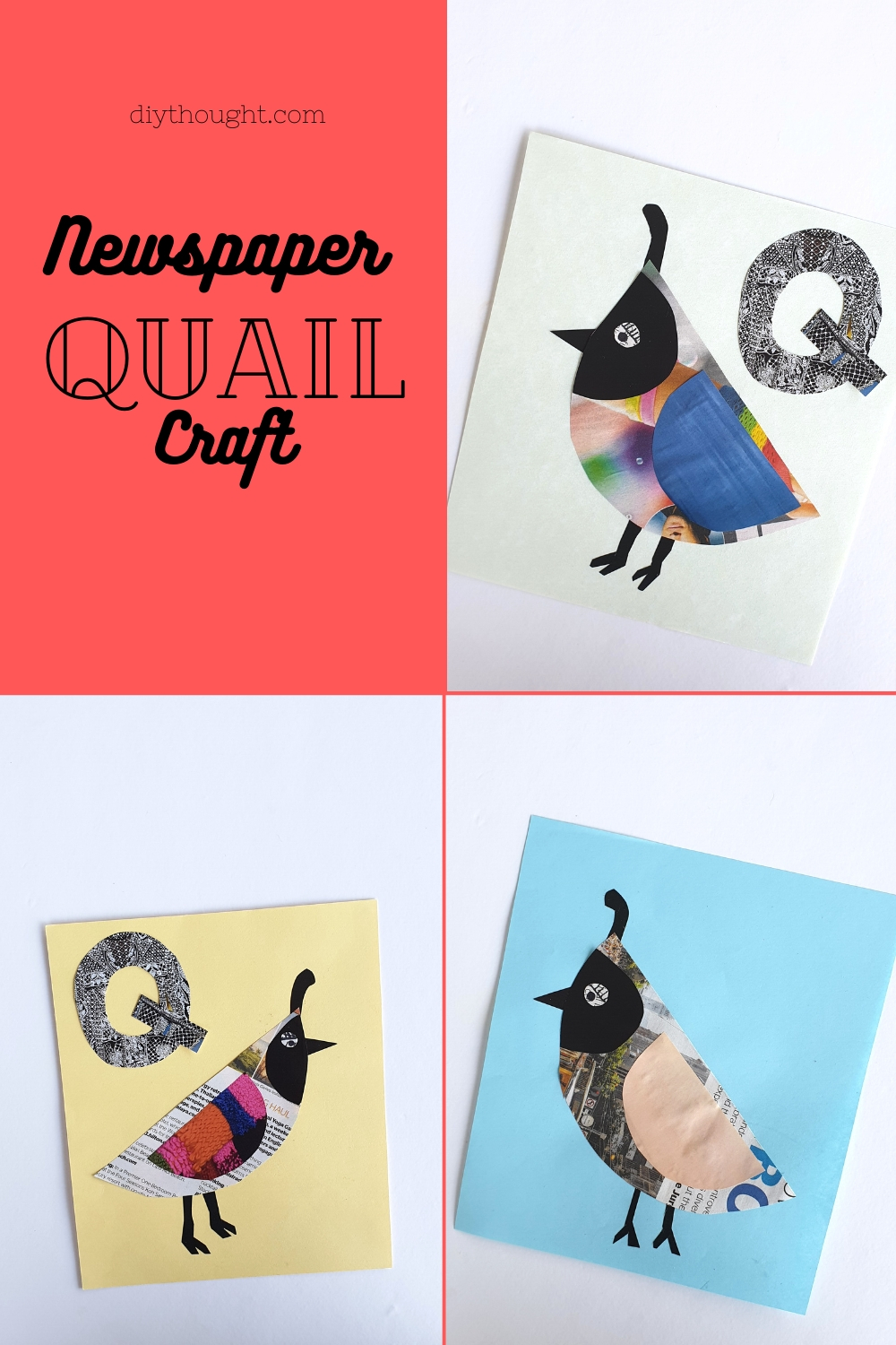 Newspaper quail craft