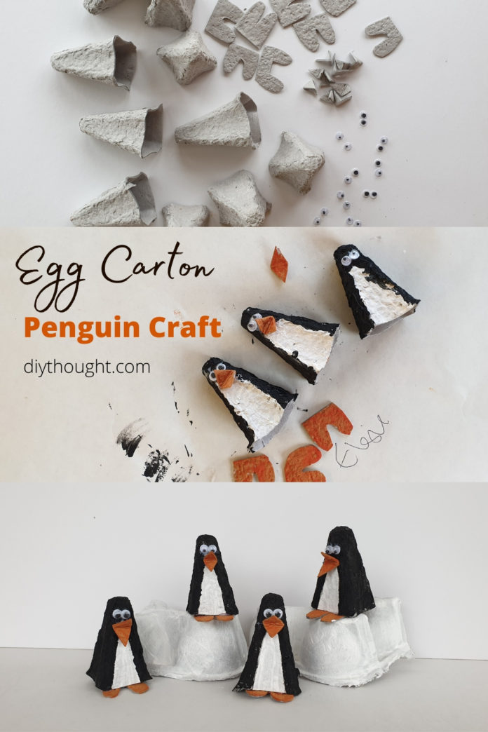Egg Carton Penguin Craft diy Thought