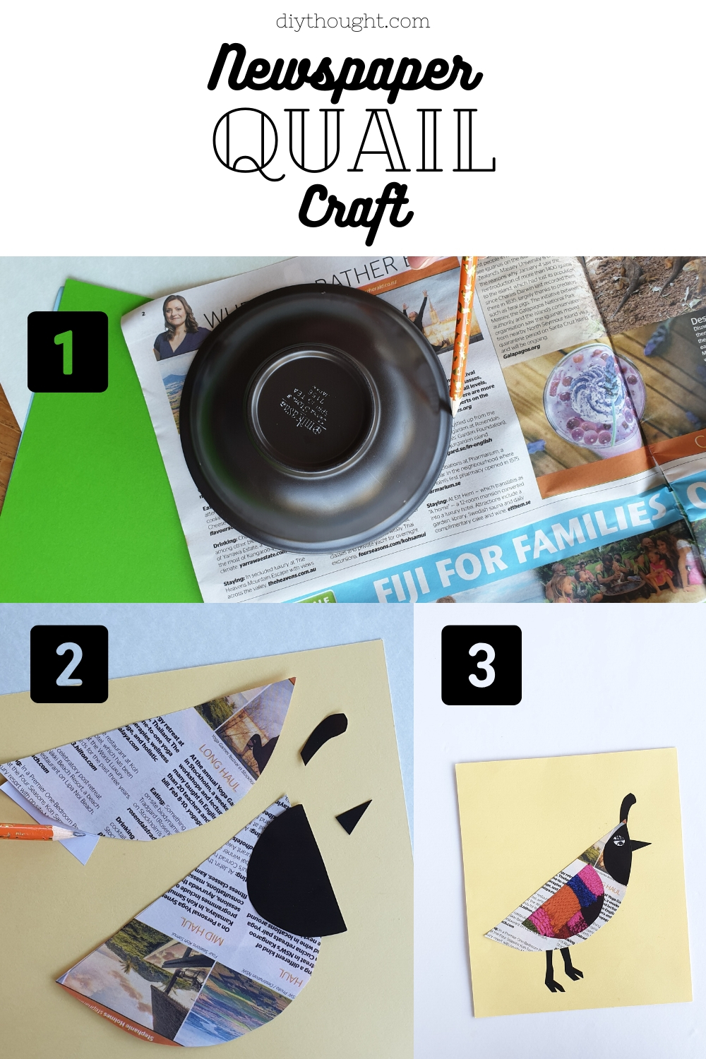 how to make a newspaper quail