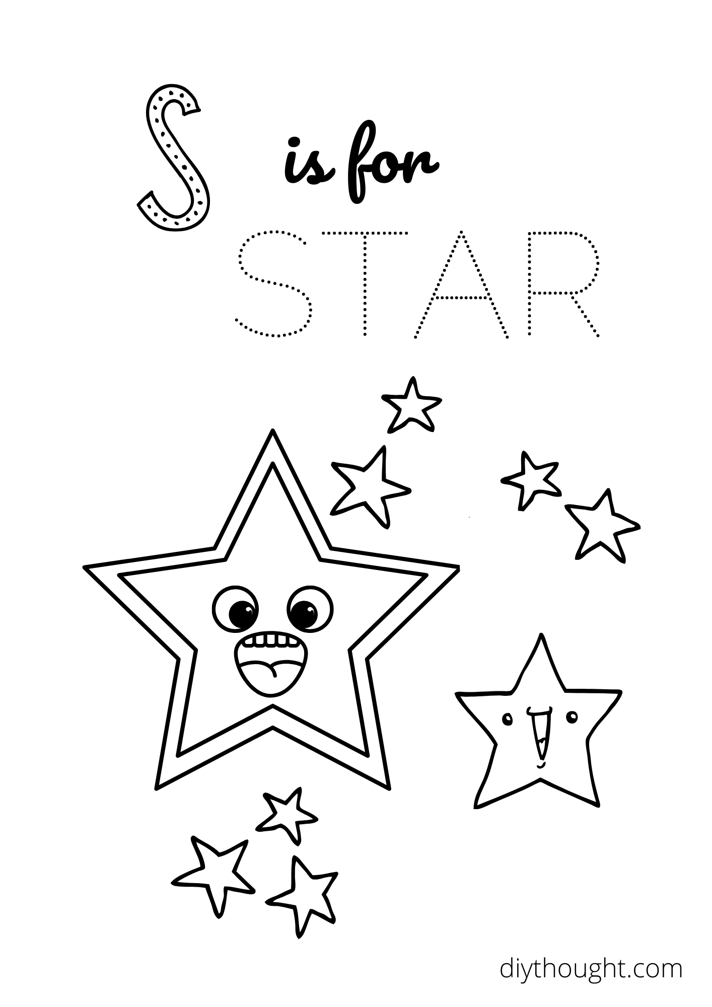 s is for star coloring printable