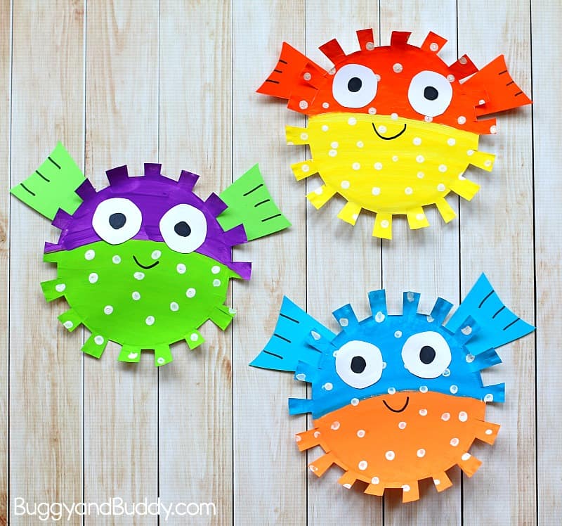 paper plate pufferfish