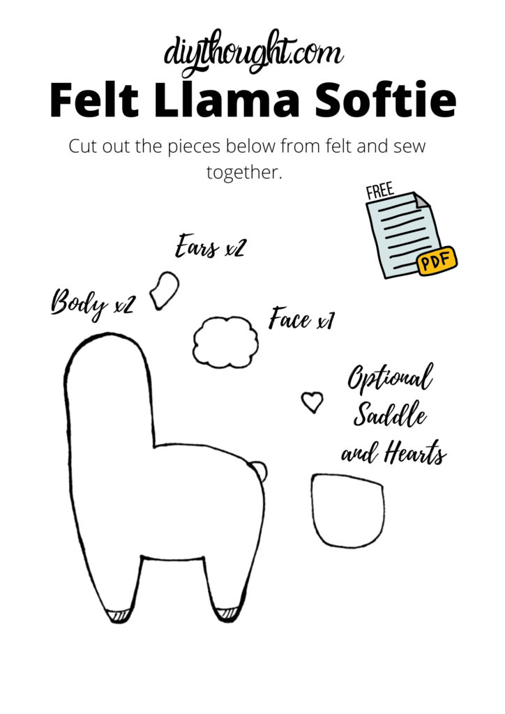 easy felt llama softie pattern