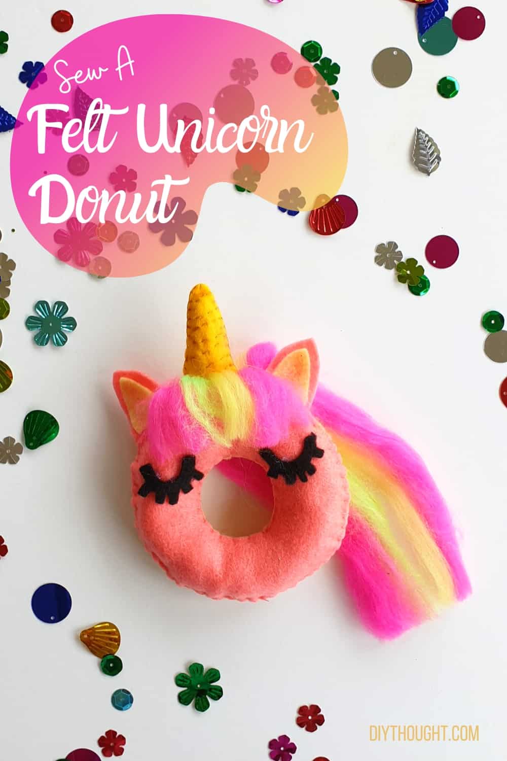 sew a felt unicorn donut