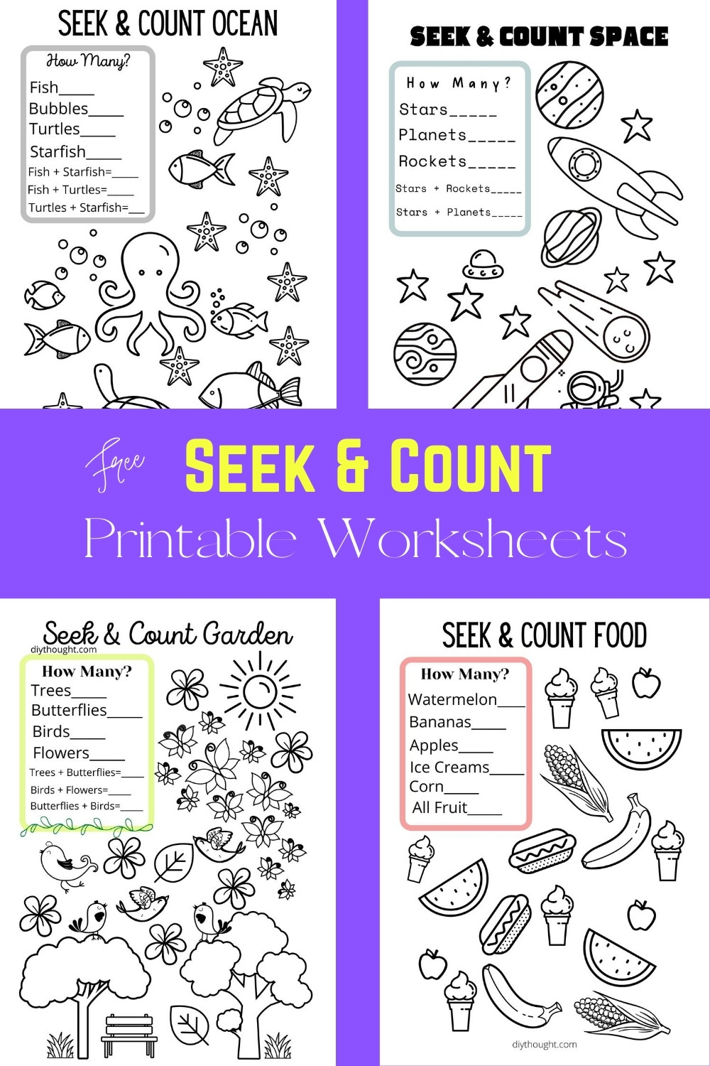 Free Seek & Count Printable Worksheets - diy Thought