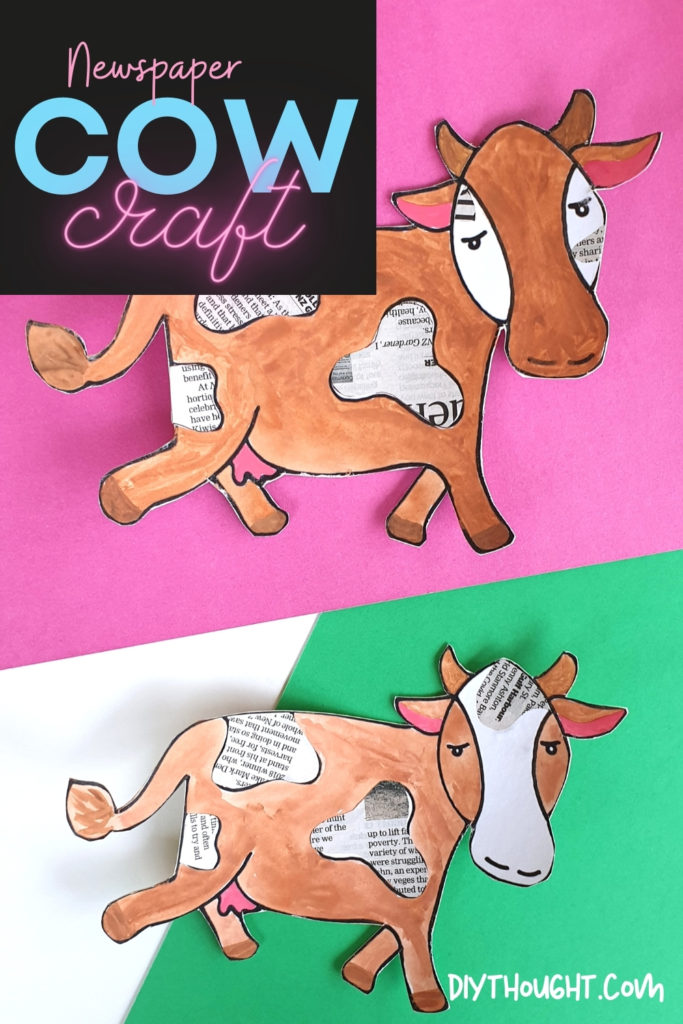 kids recycled newspaper cow craft
