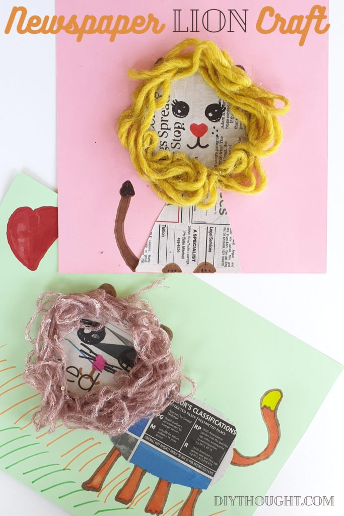 Newspaper lion kids craft