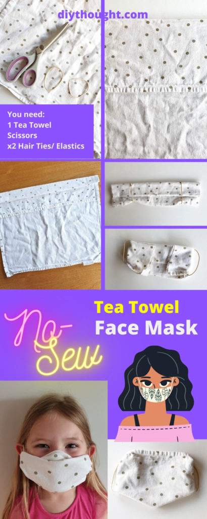 no-sew tea towel face mask tutorial