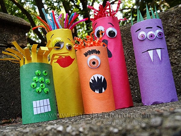 cardboard tube ghoul family craft