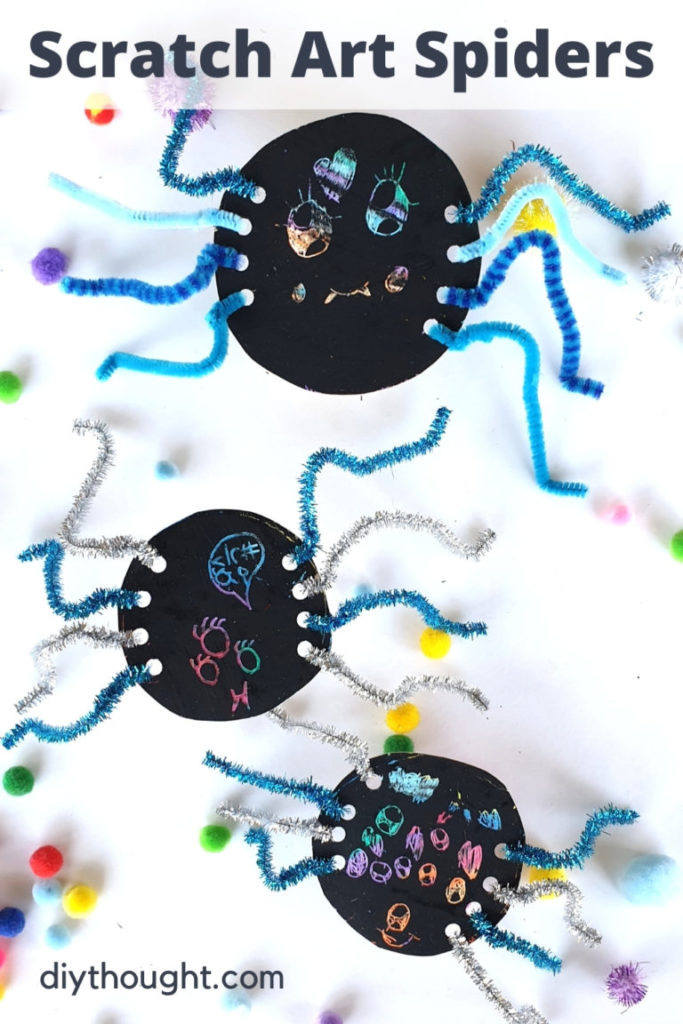 scratch art spiders