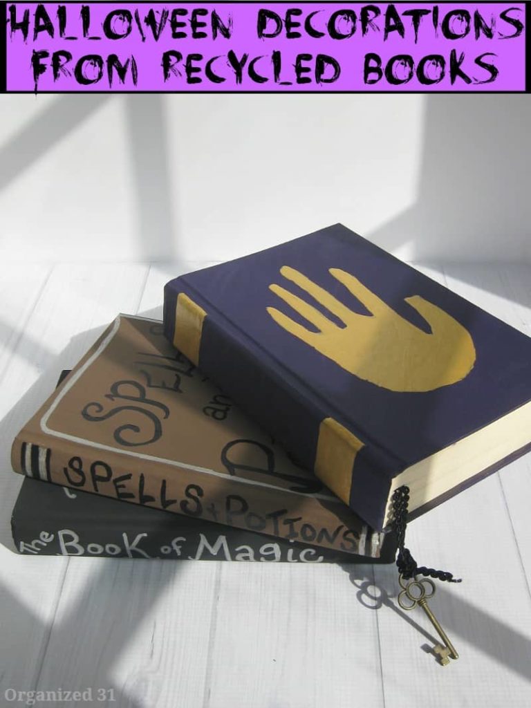 upcycled halloween decor books
