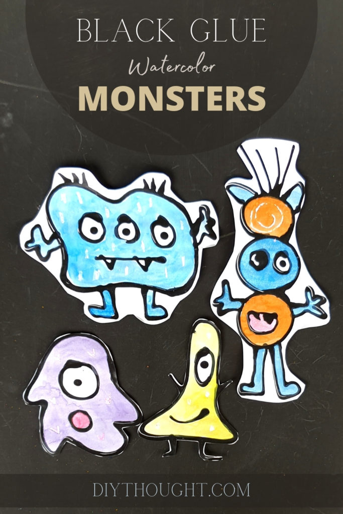 black glue watercolor monsters