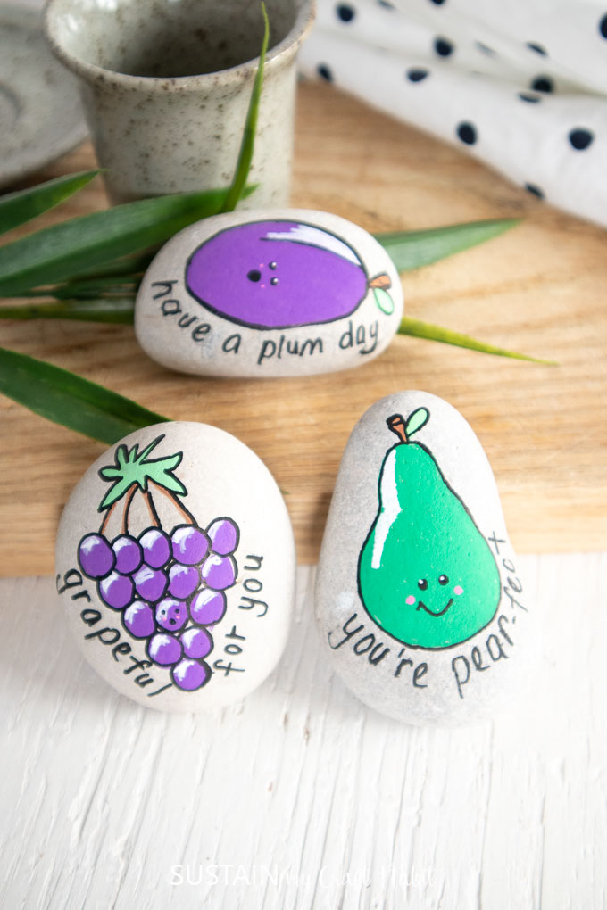fruit painted kindness rocks