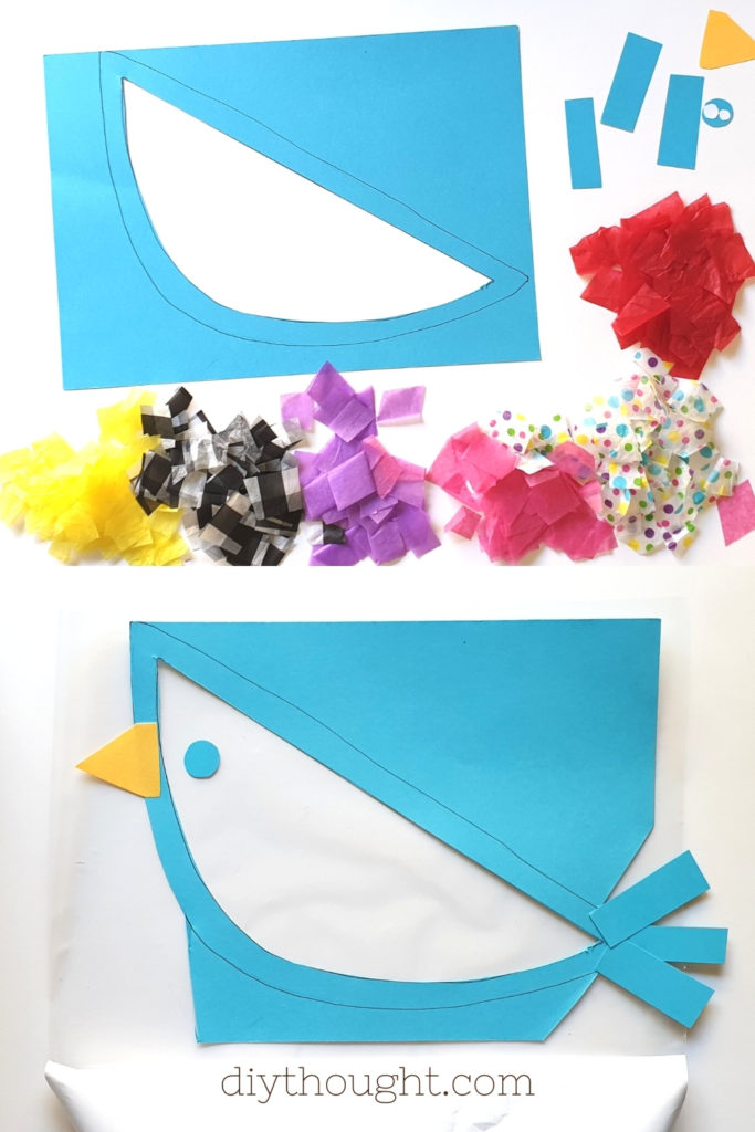 how to make a tissue suncatcher bird