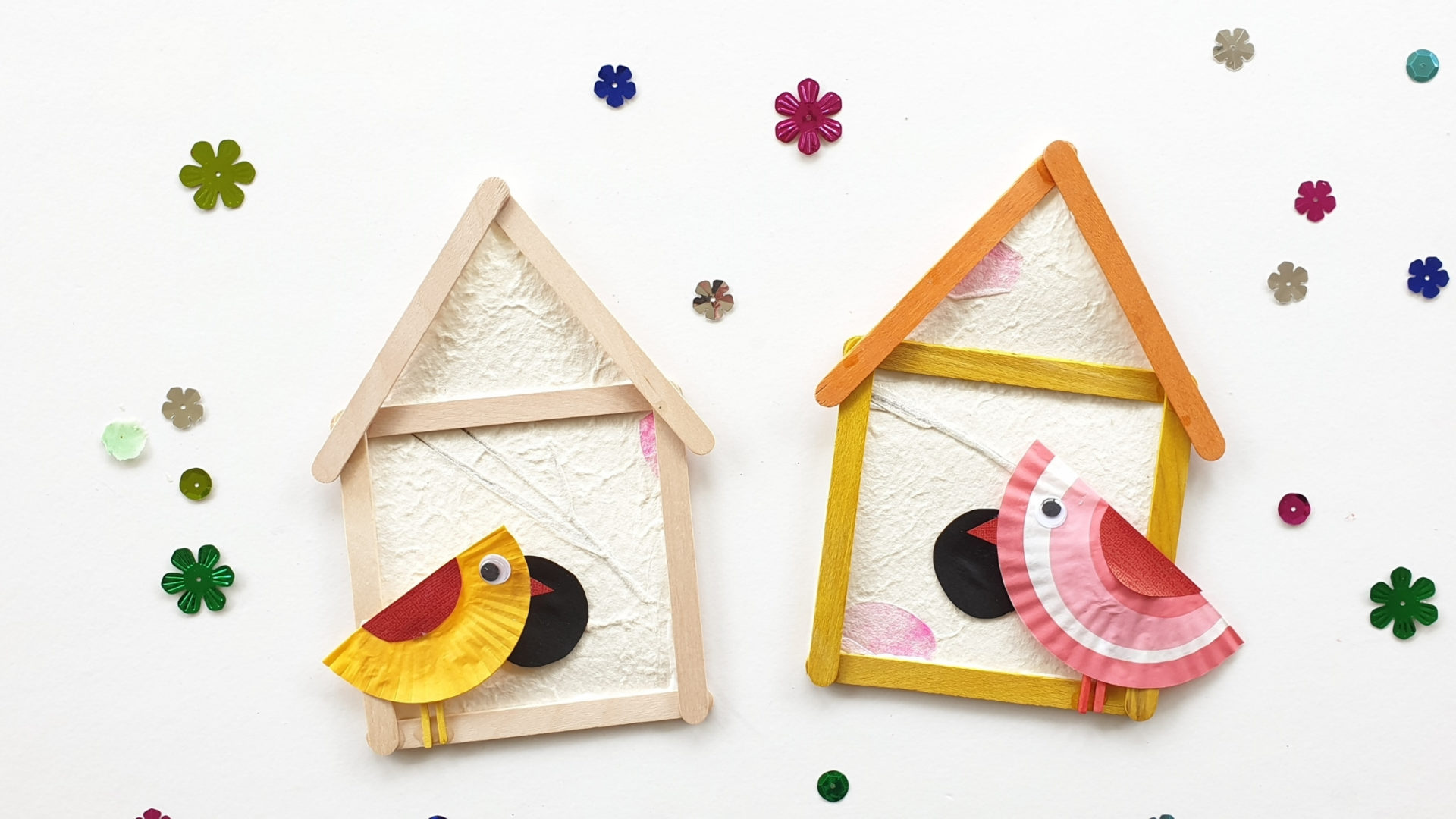 Popsicle Stick Birdhouse Craft diy Thought