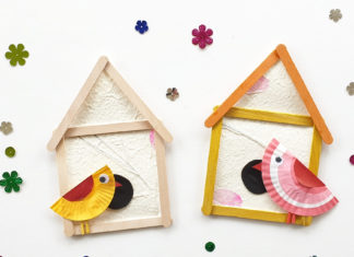 popsicle stick birdhouse craft