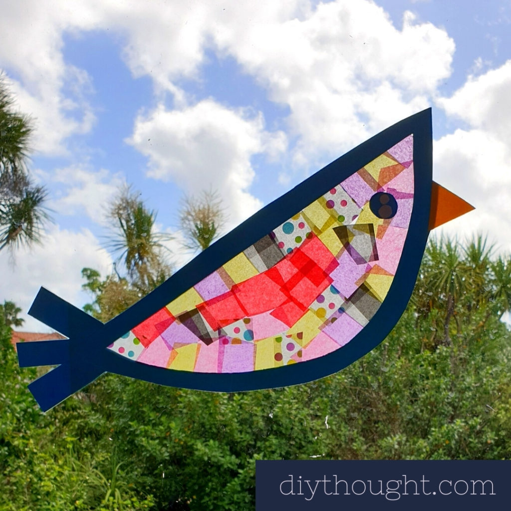 tissue paper suncatcher bird