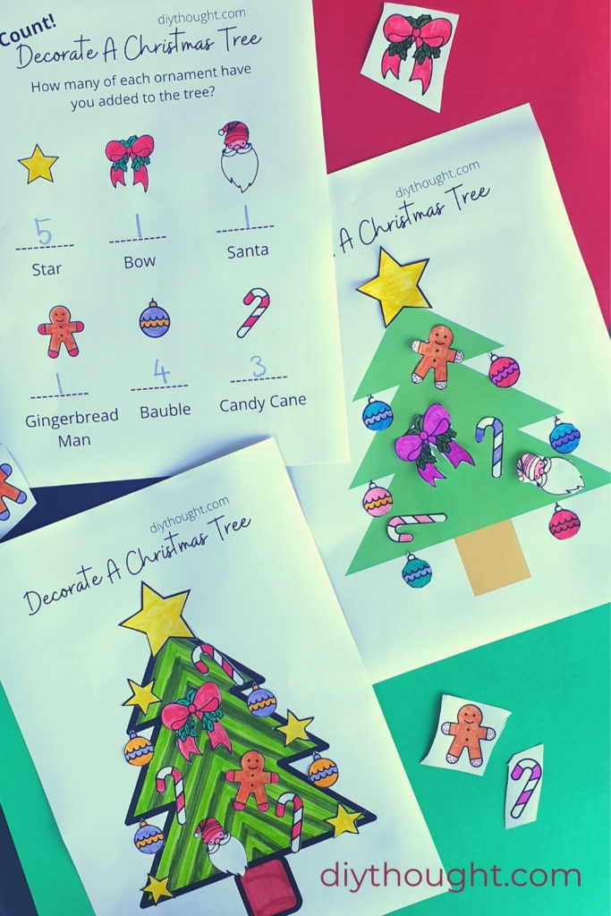 Decorate a Christmas tree printable activity