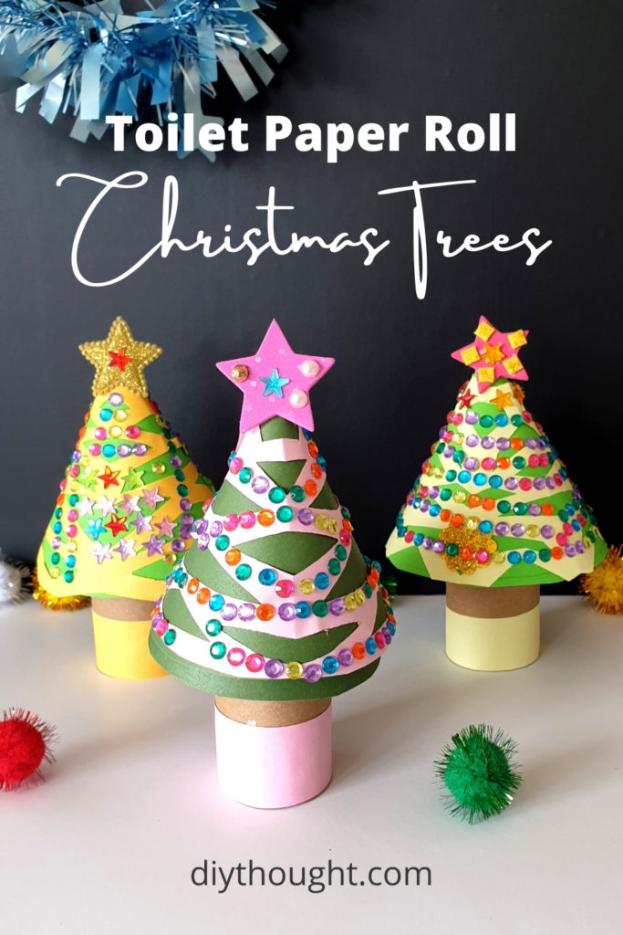 Toilet paper roll christmas trees